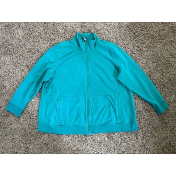 T Talbots Sweaters - T by Talbots Full Zip Lightweight Jacket Pockets Green Sz 3X Pet Yoga Track READ